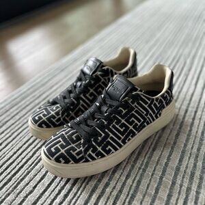 Balmain Black & Off-White Monogram Jacquard B-Court Sneakers
